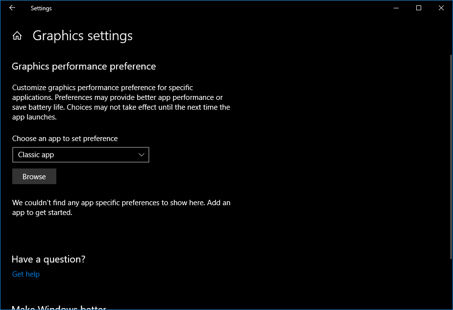 Windows 10 April 2018 Update Features 7-1 Multi-GPU Settings