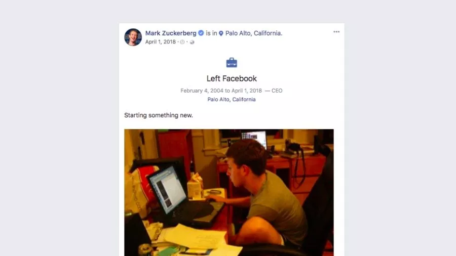facebook mark zuckerberg resignation april fools