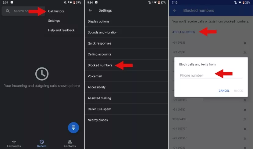 how to block calls on android