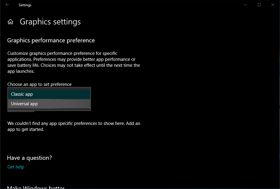 Customize GPU Settings Windows 10 2