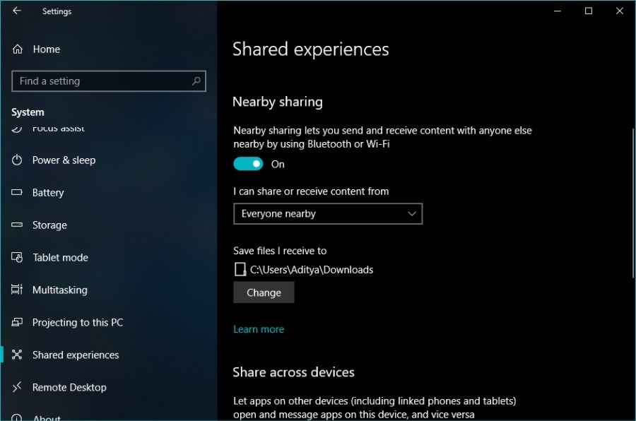 how to use google nearby sharing in windows 10