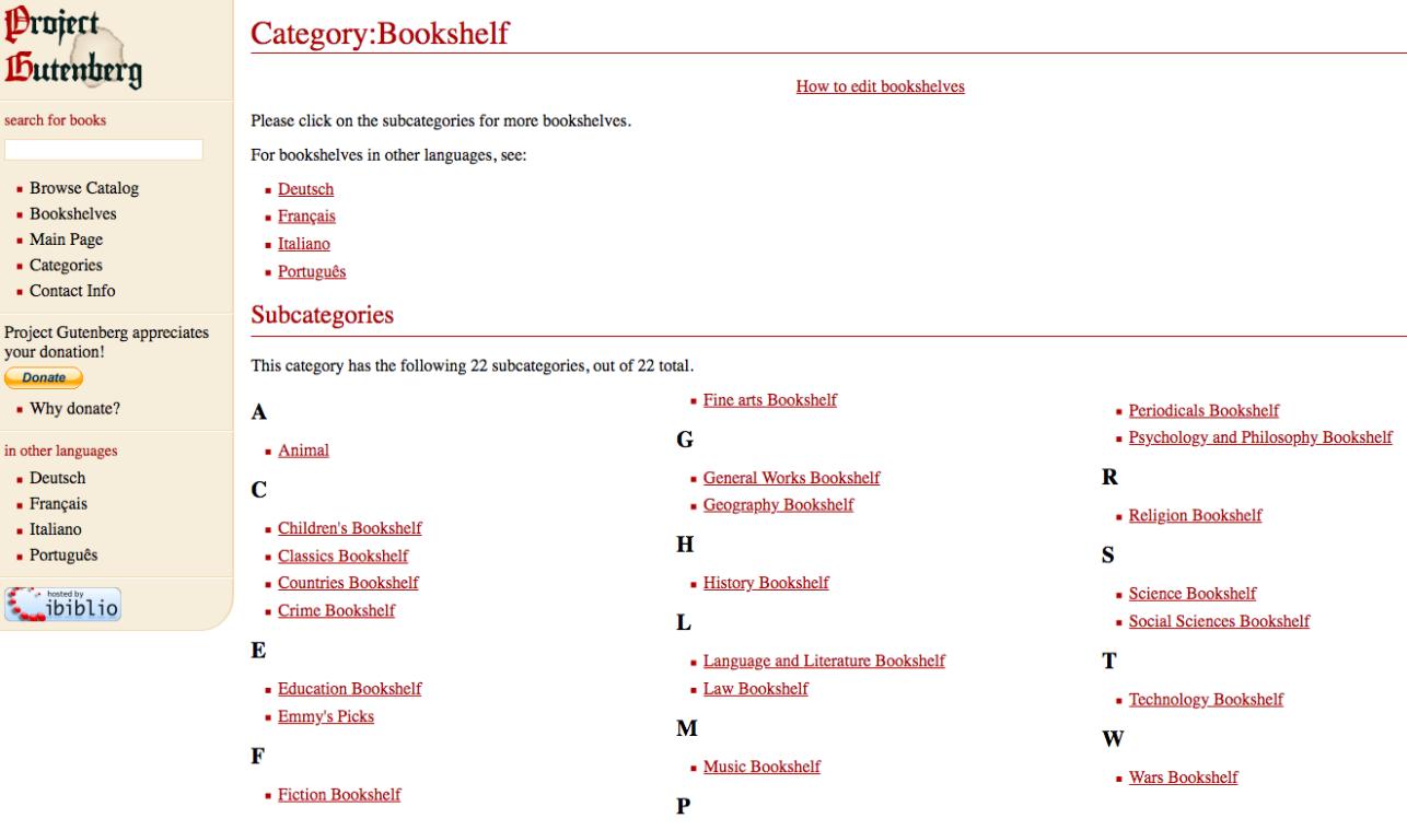 English Subcategories.