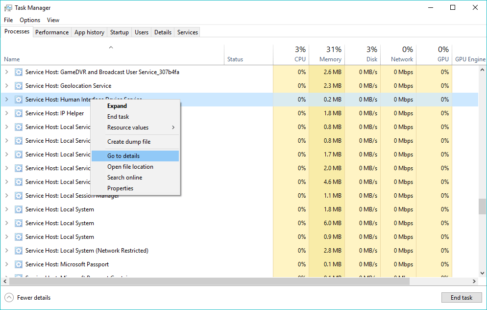 Windows process exe