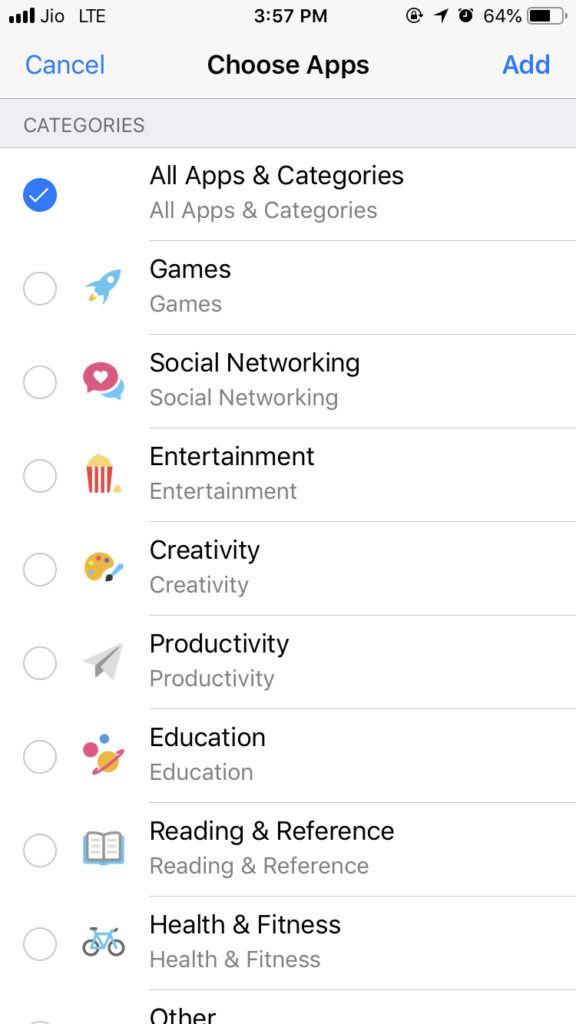 App category in App Limits