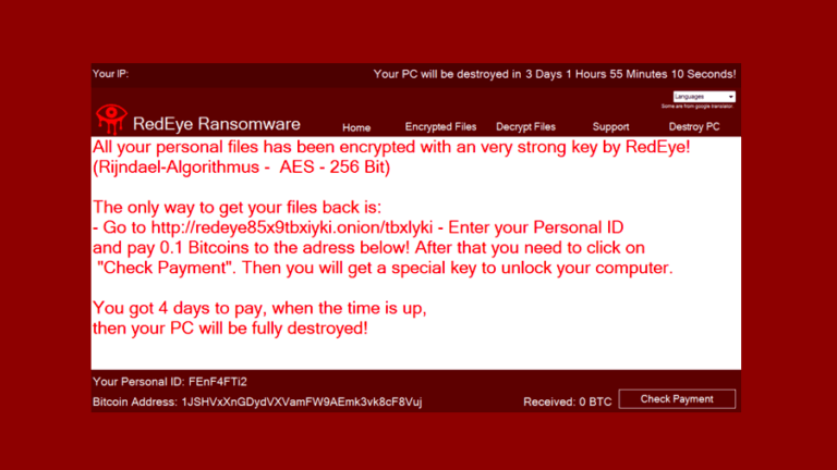 RedEye Ransomware Destroys Your PC Files If Payment Isn’t Made