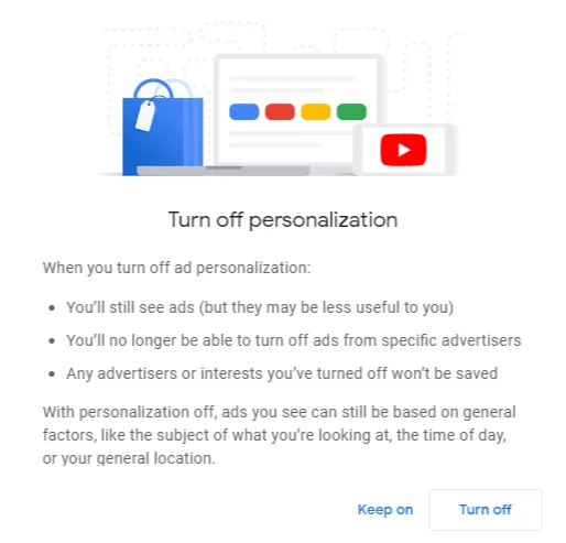 Turn off personalization