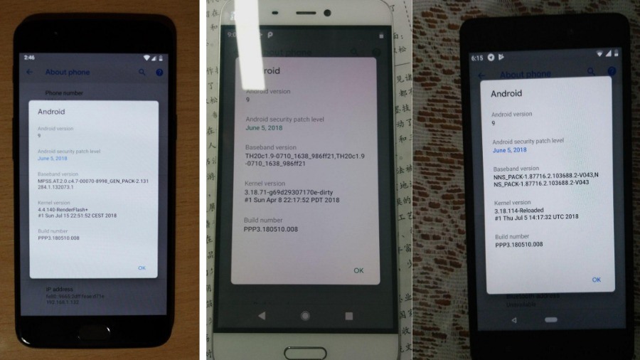 Android P on MI5, OnePlus5, Redmi 3s