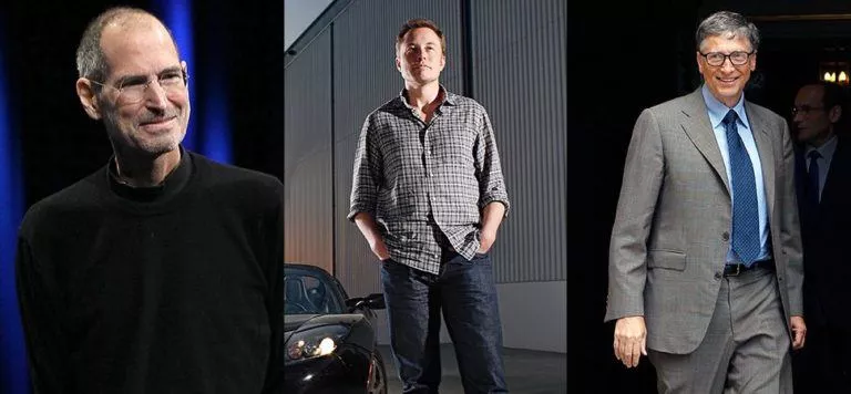 Bill Gates and Steve Jobs and Elon Musk
