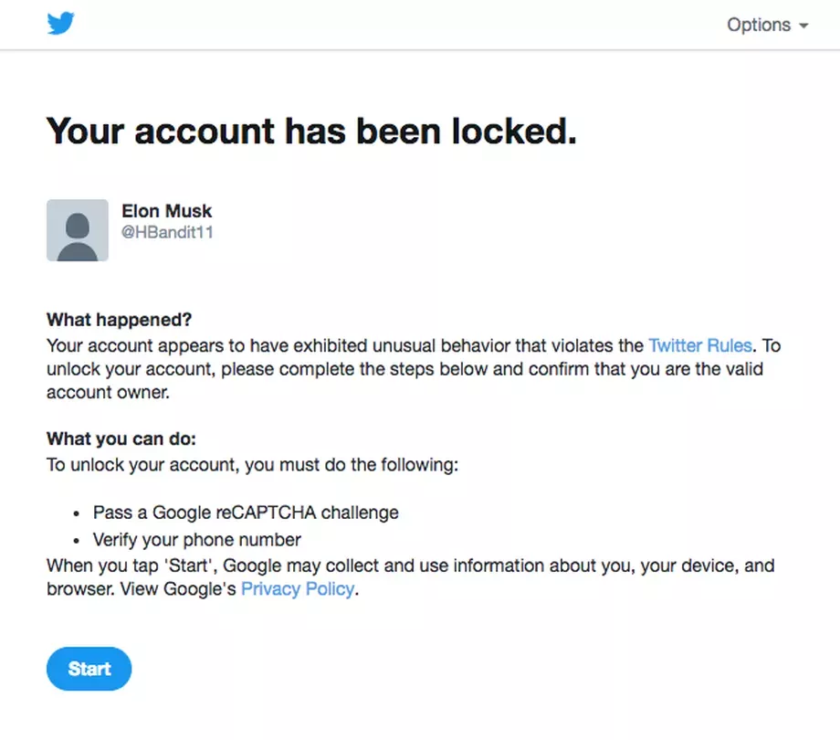Twitter blocks account