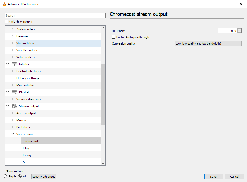 cast vlc to chromecast destination