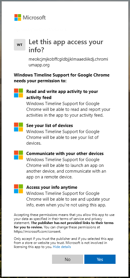 Windows Timeline Support Google Chrome 1