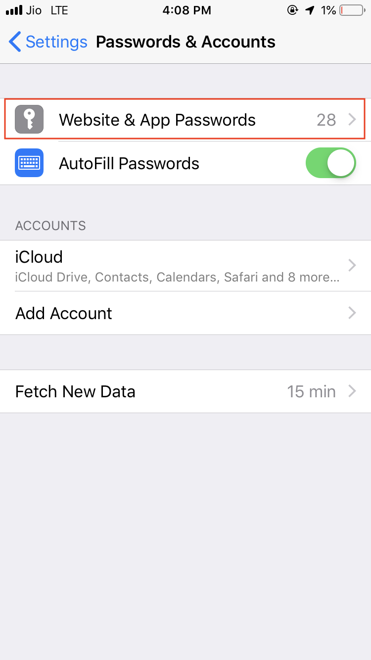 View Saved Passwords And Credit Cards In iPhone Running iOS 12