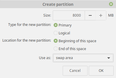 Linux Mint 19 Tara Swap Partition