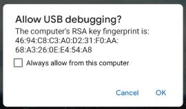 USB debugging Android Prompt