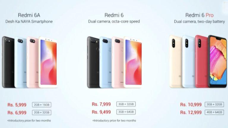 Xiaomi Redmi 6, Redmi 6 Pro, and Redmi 6A Launched In India | Know Price and Specifications