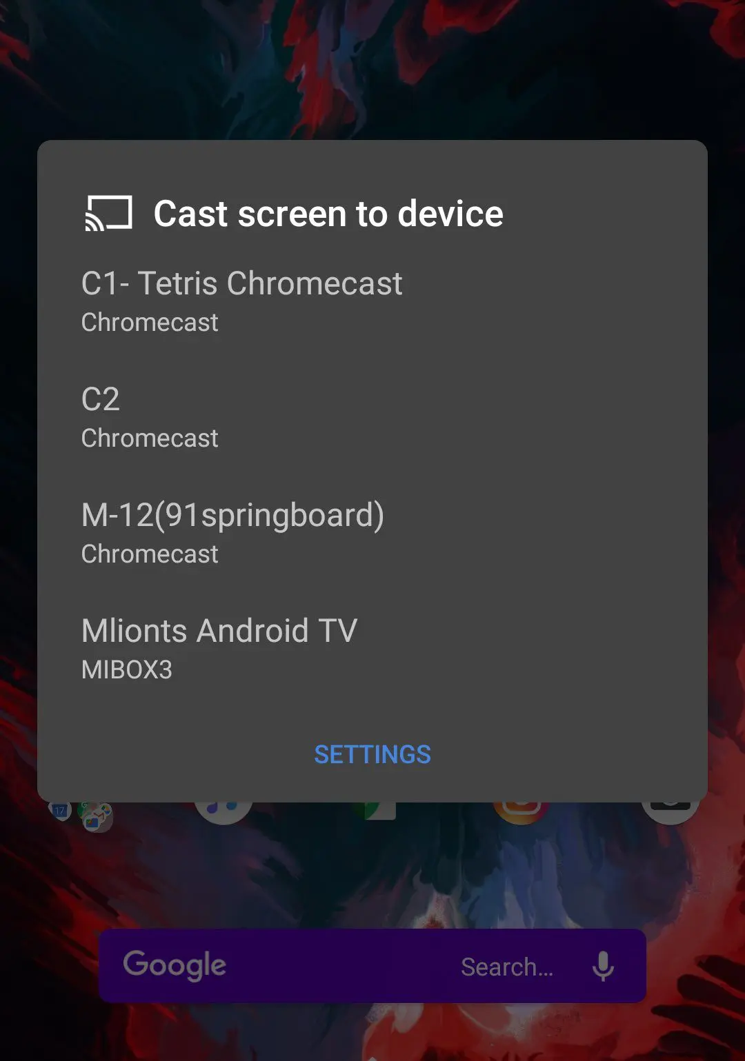 cast screen to chromcast display