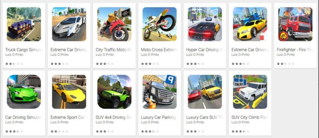 Jogos de condução da Google Play Store