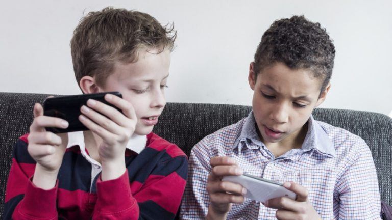 Kids Playing Games on Smartphones