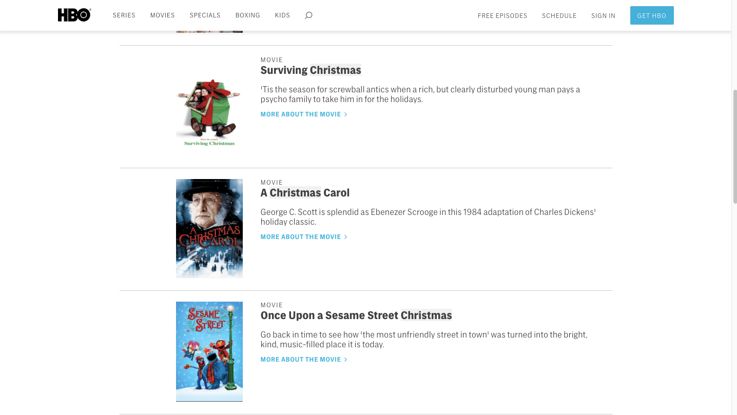 Christmas Movies On HBO