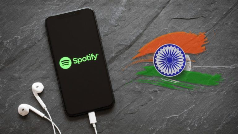 Spotify app along with Indian Flag