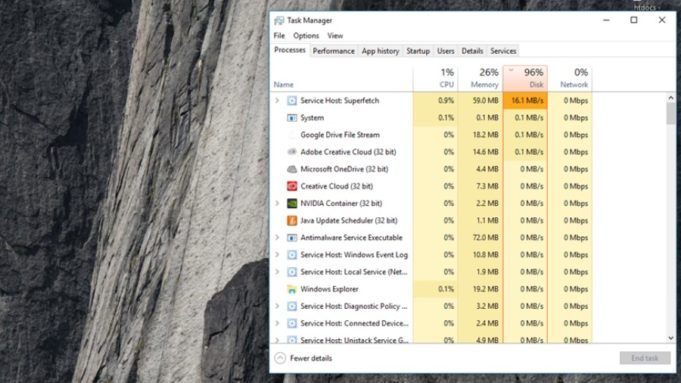 superfetch windows 10 high disk usage