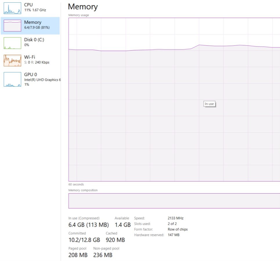 memory and disk at 100