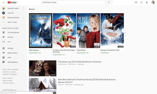 Youtube Christmas movies
