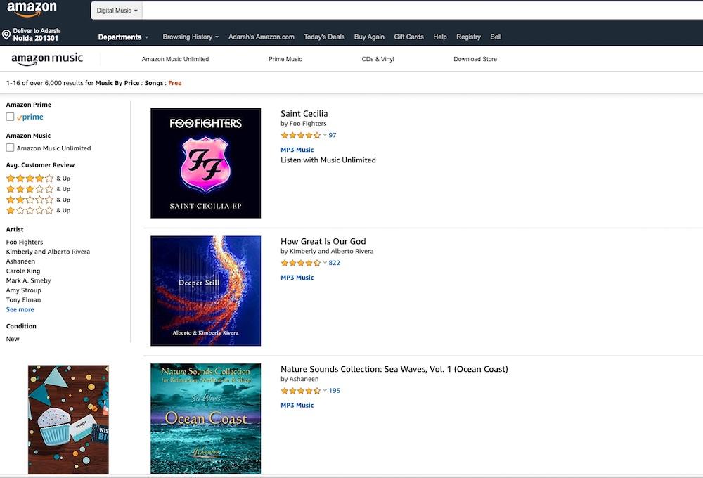 musik gratis di toko web amazon