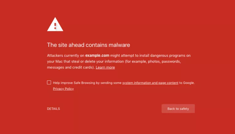 malware on site warning