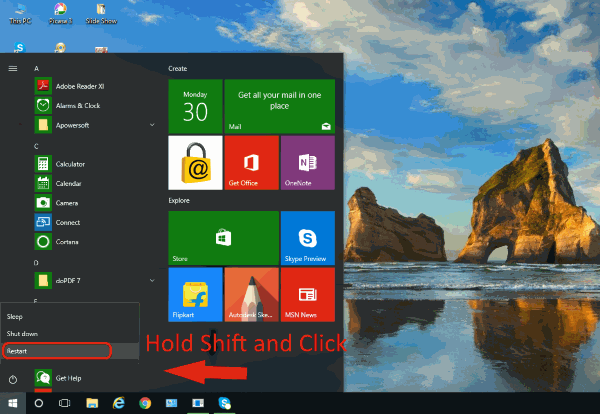 Advanced Startup Restart Windows 10