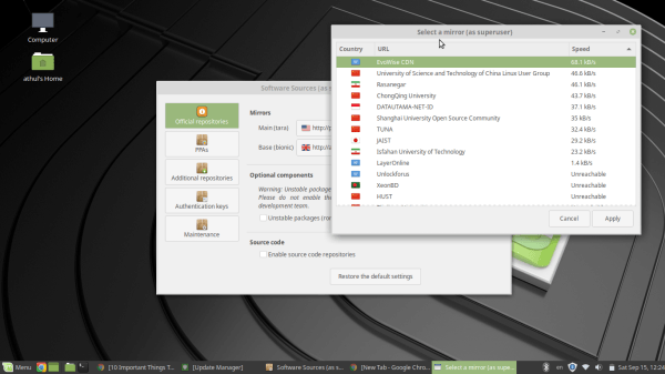 Linux Mint 19 Software Sources