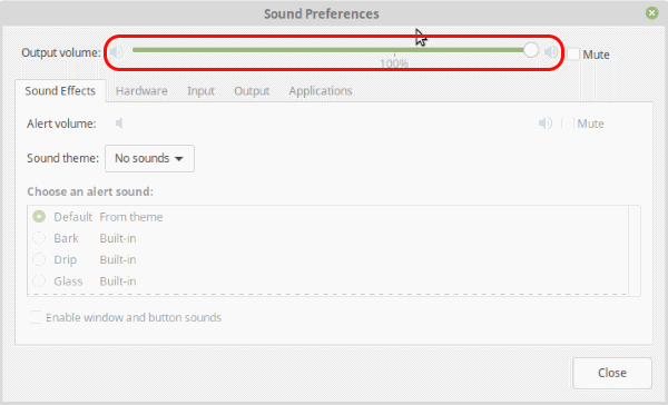 Linux Mint 19 Sound Preferences