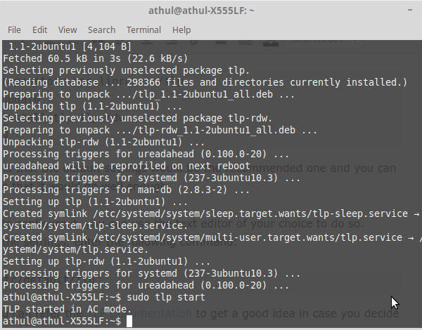 Linux Mint 19 TLP Power Management