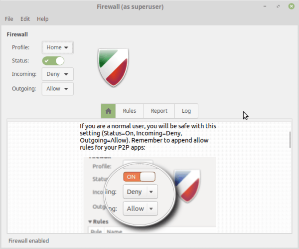 Instalação do Linux Mint 19 Tara Firewall