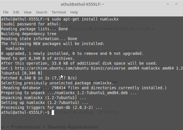 Instalação do Linux Mint Numlockx