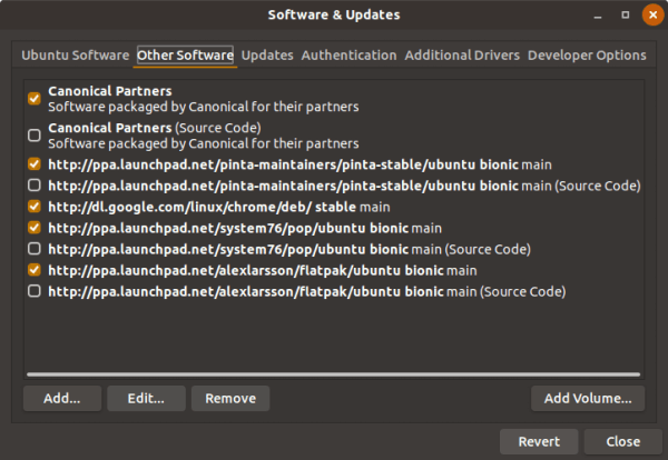 Ubuntu 18.04 Bionic Beaver Enable Partner Repositories