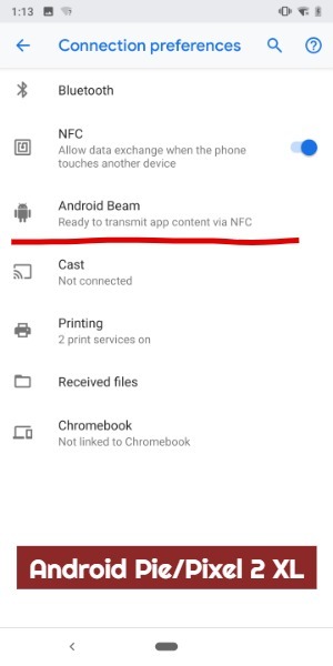 6. Android Q Android Beam Removed