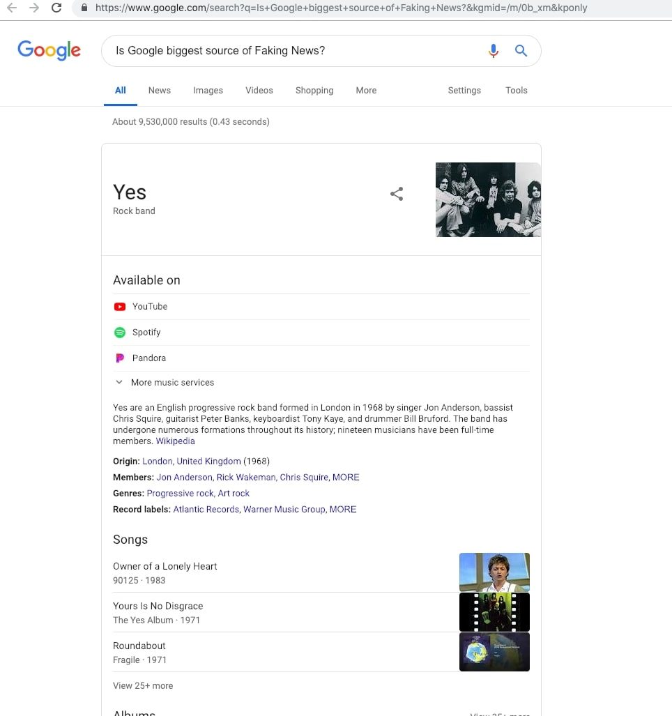 Google Knowledge graph bug