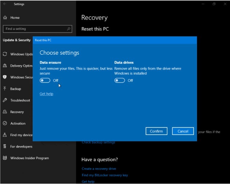 Reset My PC in Windows 10