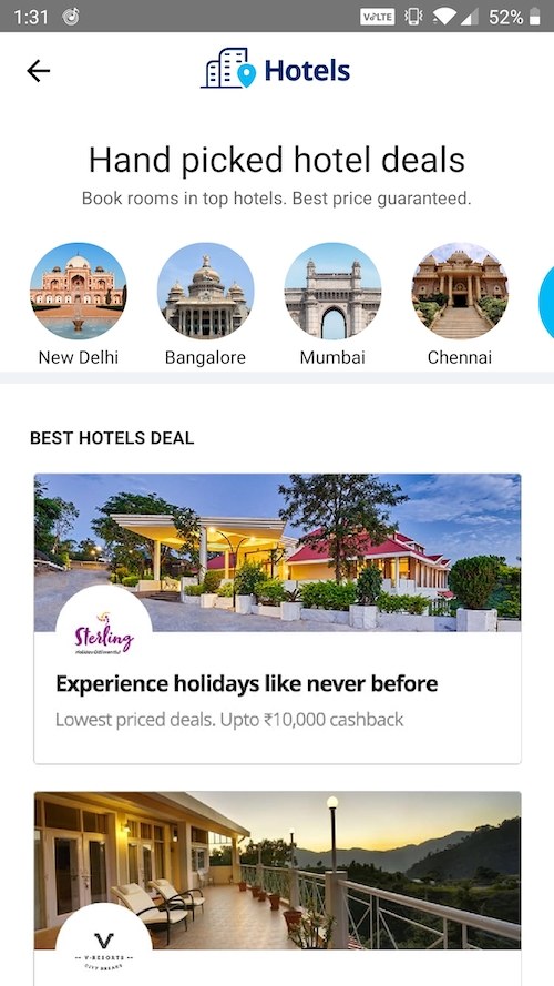 hotel booking on Paytm