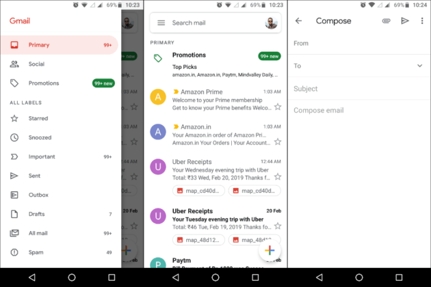 new gmail app switch accounts android