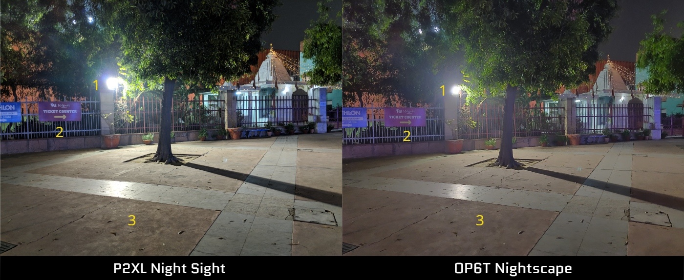 10 OnePlus 6T Nightscape Vs Pixel 2 XL Night Sight