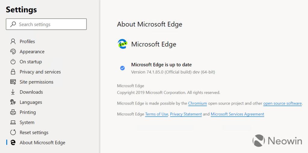 Microsoft Chromium Edge Browser