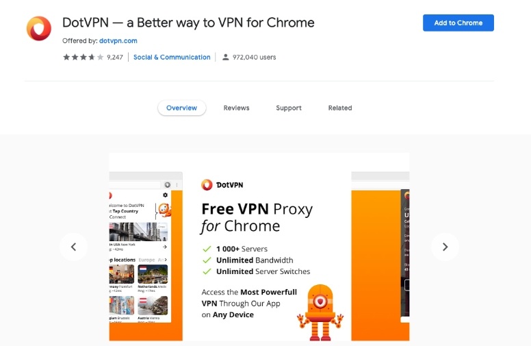 DotVPN - Best Virtual Private Network Extension for Google Chrome