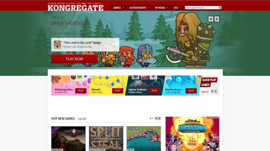 Δωρεάν ιστοσελίδες παιχνιδιών Kongregate