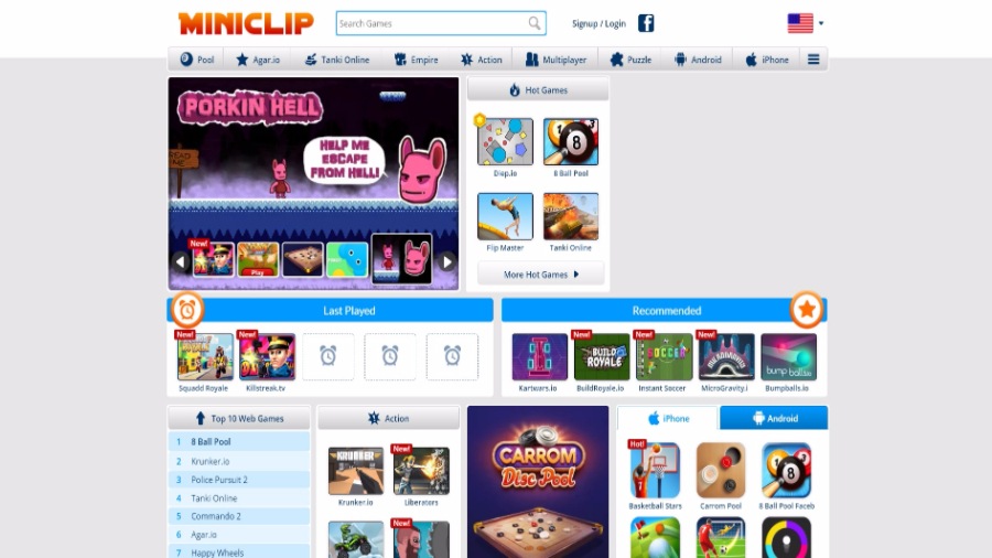 אתרי אינטרנט משחקי חינם Miniclip