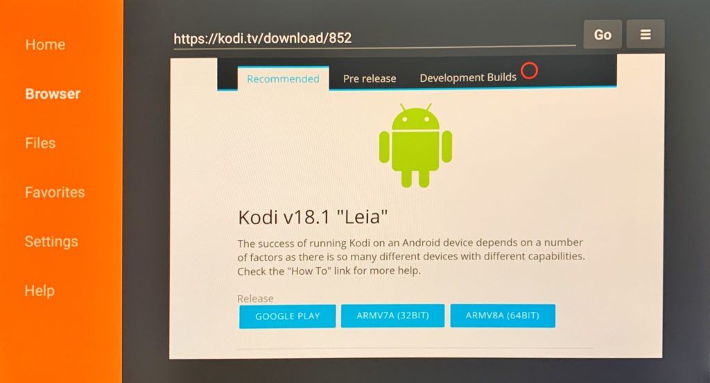 Kodi android app on Firestick