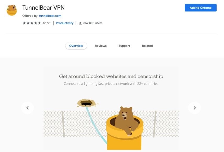 TunnelBear VPN Extension for Google Chrome