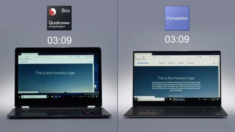 Qualcomm Snapdragon 8cx vs Intel comparison