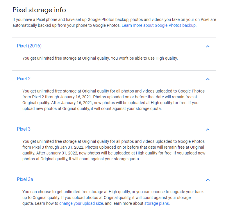 google photos storage